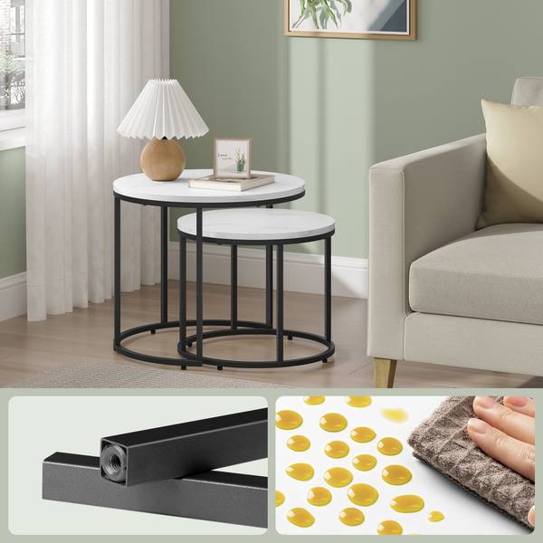 Couchtisch LINA 2er-Set Marmor Weiß Dekor