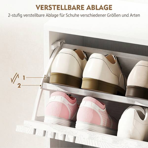 Schuhschrank 837-416V90WT Weiß - Aluminium - 24 x 117 x 63 cm