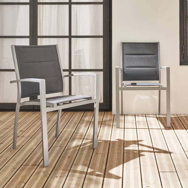Armlehnstuhl Sessel Chicago 2er Set Grau - Metall - 57 x 89 x 57 cm