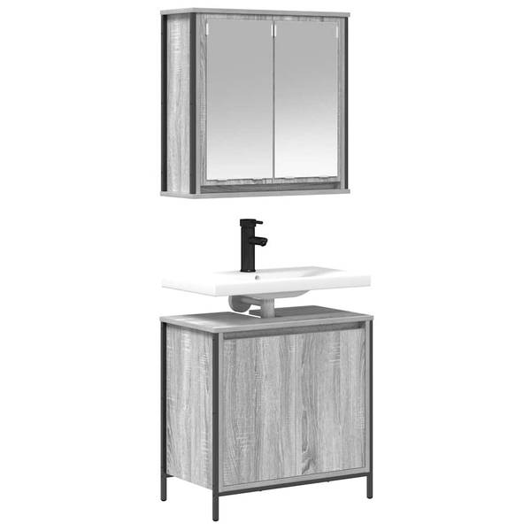 Badmöbel-Set 2er Set 3328392 Grau - Holzwerkstoff - 60 x 60 x 35 cm