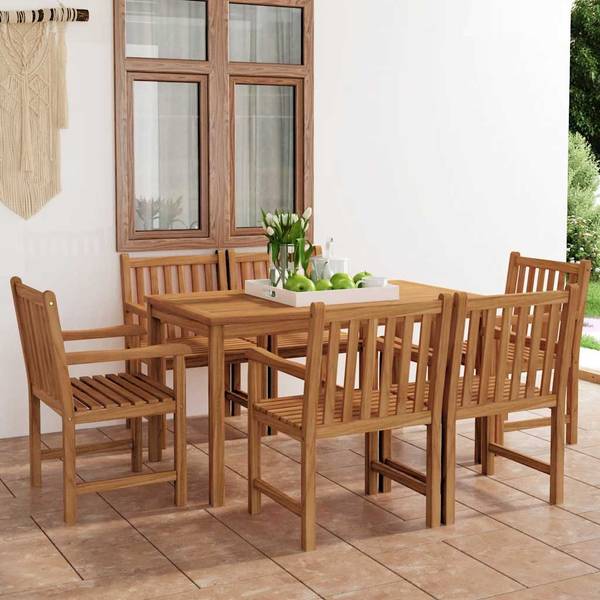 Garten-Essgruppe  3059932 (7-teilig) Braun - Teakholz - 80 x 77 x 140 cm