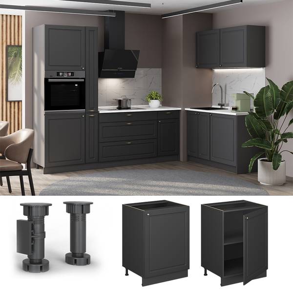 Keukenonderkast Fame-Line 65146 bruin - grijs - staal - 60 x 82 x 60 cm