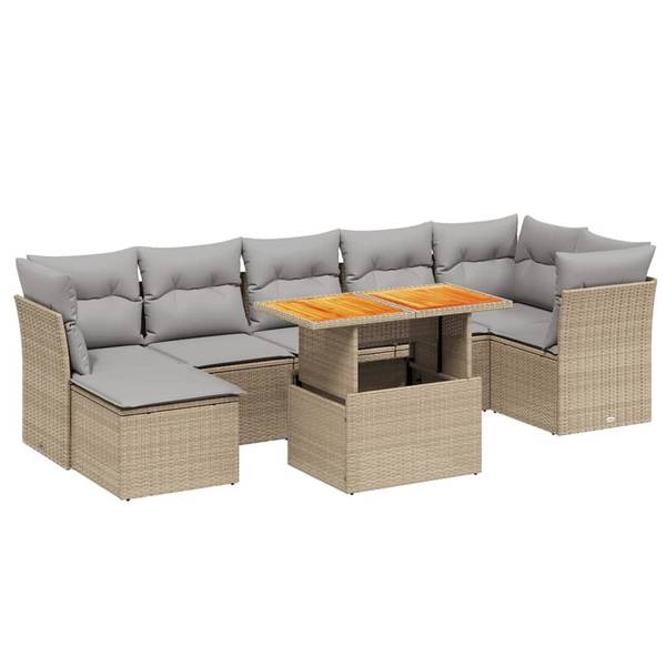 Loungeset 3037000-1 set van 8 beige - lichtgrijs