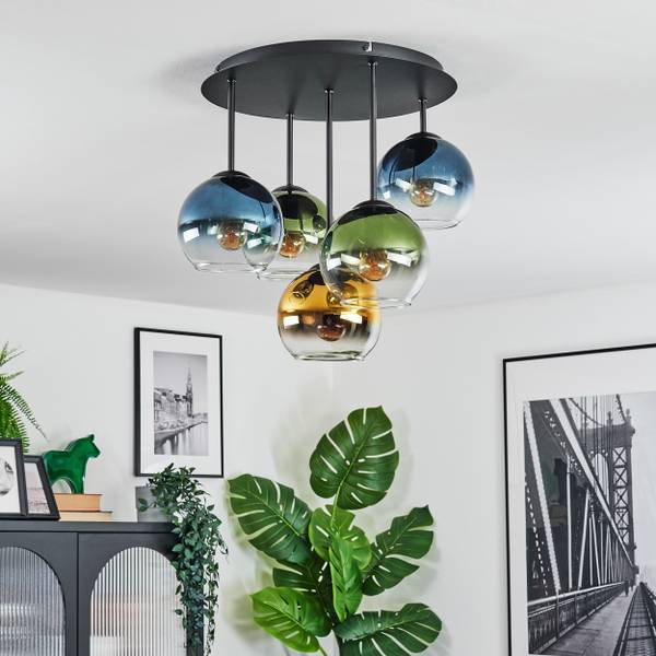 Deckenleuchte Cesaro Blau - Gold - Grün - Metall - 39 x 22 x 40 cm