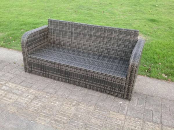 6 Sitzer Polyrattan Outdoor Gartenmöbel Grau - Webstoff - Polyresin - 67 x 79 x 177 cm