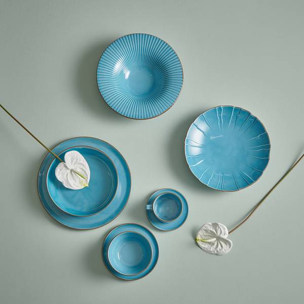 Untertasse Collect - 6er-Set Blau - Porzellan - 12 x 1 x 12 cm