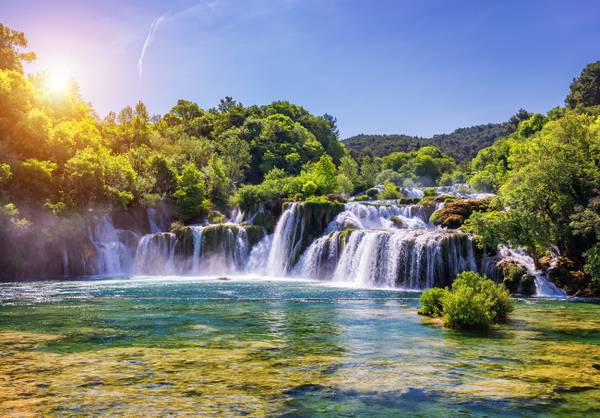 Vlies Fototapete Wasserfall Landschaft 368 x 254 cm