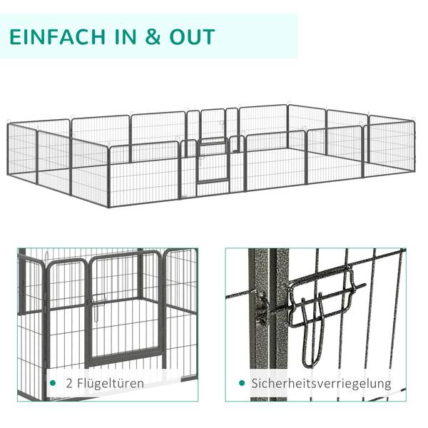Freilaufgehege D06-139 Grau - Metall - 2 x 60 x 80 cm