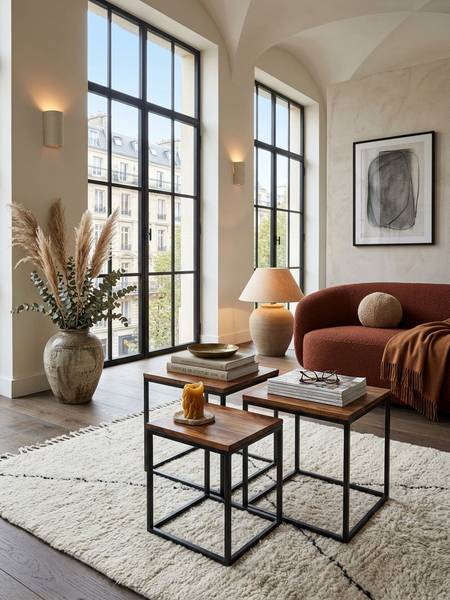 Satztisch ARQUATA 3er-Set Braun - Sheesham - 40 x 42 x 40 cm