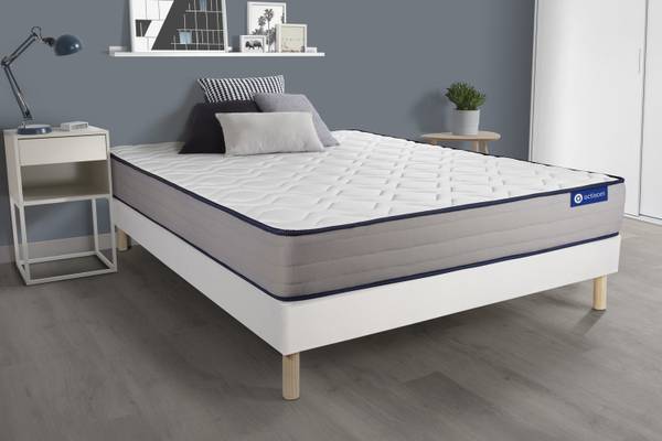 Bettgestell und Matratze Actiflex form Weiß - Massivholz - 120 x 51 x 195 cm