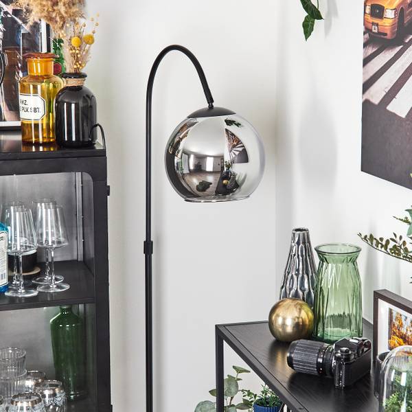 Stehlampe Cesaro Grau - Silber - Metall - 11 x 141 x 105 cm