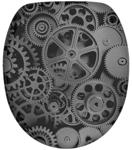 WC-Sitz mit Absenkautomatik Gears Grau - Holzwerkstoff - 38 x 6 x 47 cm