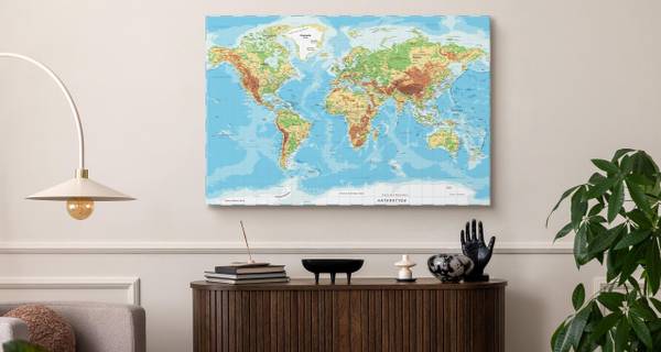 Afbeelding Canvas Wereldkaart GEOGRAFIE 100 x 70 x 70 cm