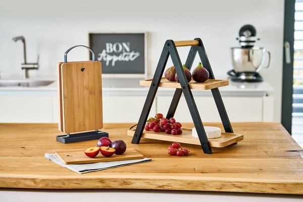 Etagere, Bambus, schwarz