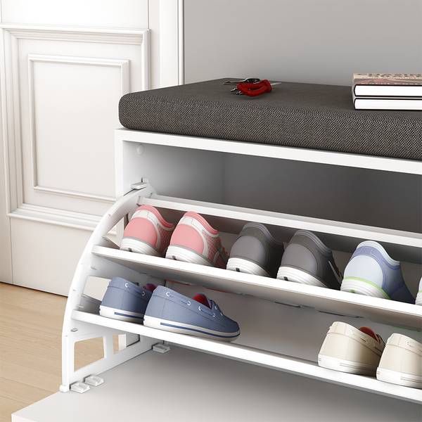 Banc pour chaussures Georg 40396 Blanc - Bois manufacturé - 60 x 50 x 30 cm