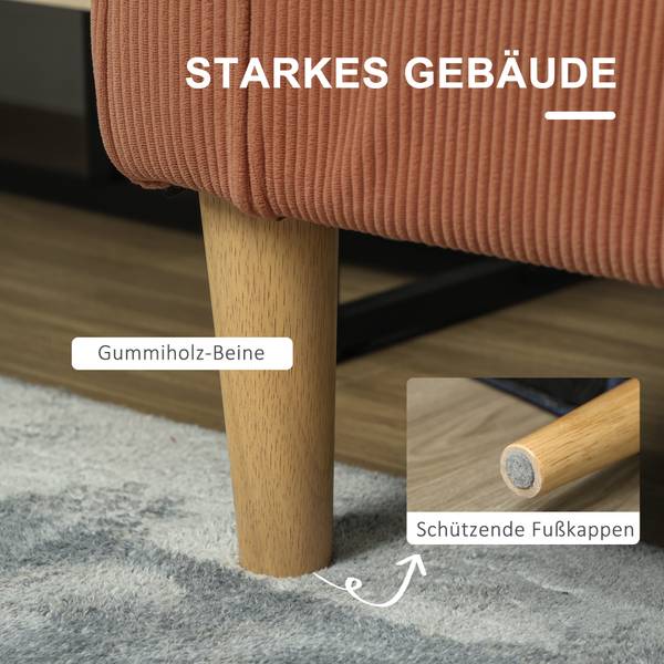 2 Sitzer Sofa 83B-130V00PK Orange - Cord - 63 x 79 x 117 cm