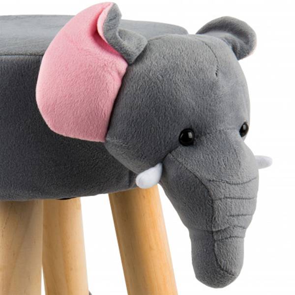 Kinderhocker Elefant Grau - Holz teilmassiv - 21 x 29 x 41 cm
