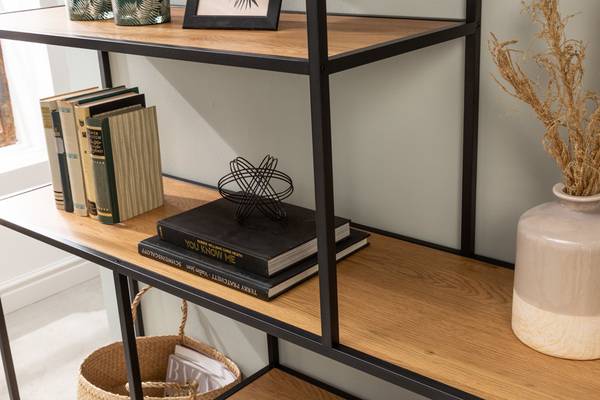 Regal SLIM LINE Schwarz - Braun - Eisen - 135 x 185 x 35 cm