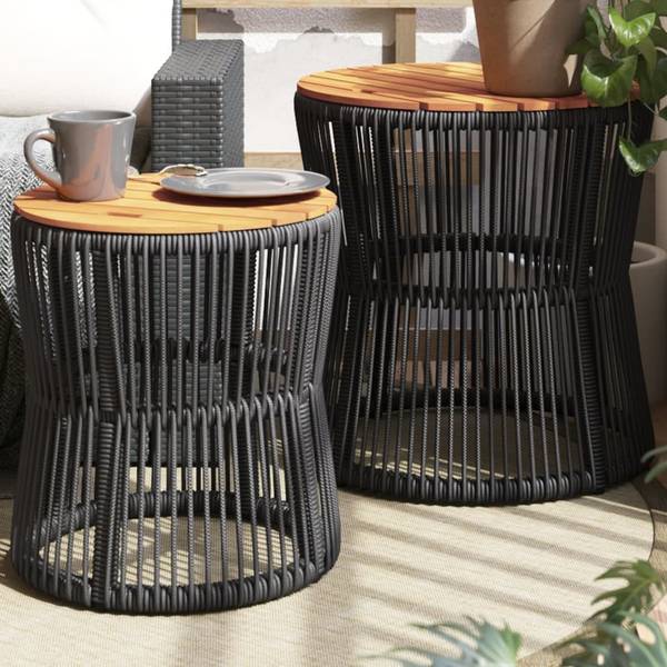 Table de jardin 3033255 lot de 2 Noir - Polyrotin - 50 x 50 x 50 cm