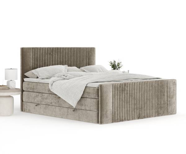 Boxspringbed Bergamo beige - Ligoppervlak breedte: 140 cm