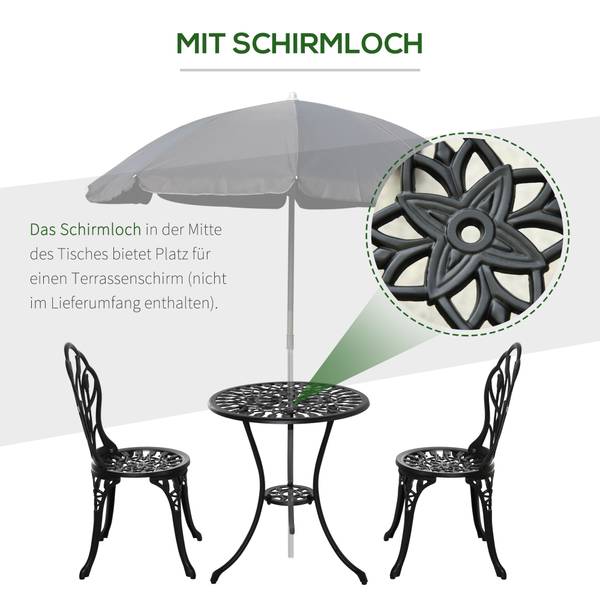 Bistro-Set BB5279 3-teilig Schwarz - Metall - 60 x 67 x 60 cm