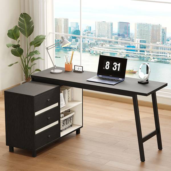 Bureau Eos Ⅴ zwart - plaatmateriaal op houtbasis - metaal - 100 x 76 x 150 cm