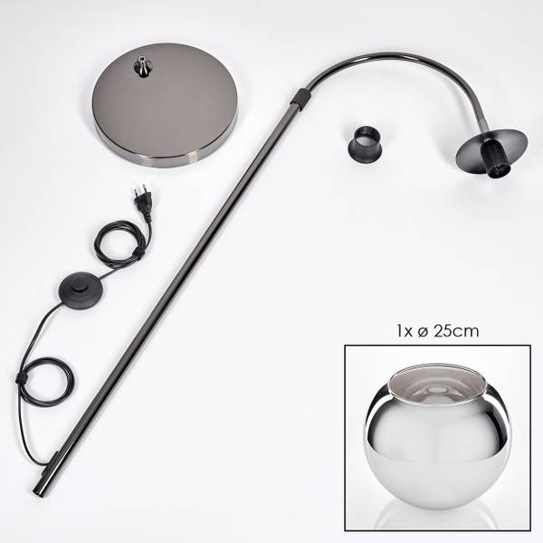 Stehlampe Cesaro Grau - Silber - Aluminium - Klarglas - 52 x 140 x 90 cm