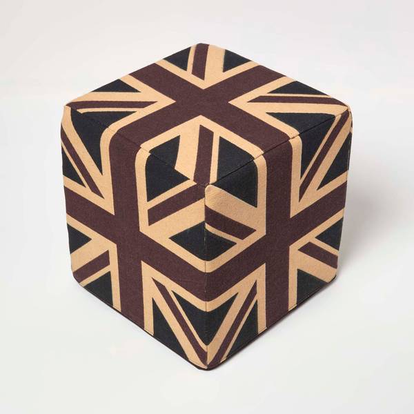Designer Hocker Ottoman Union Jack Blau - Baumwollstoff - 36 x 38 x 36 cm