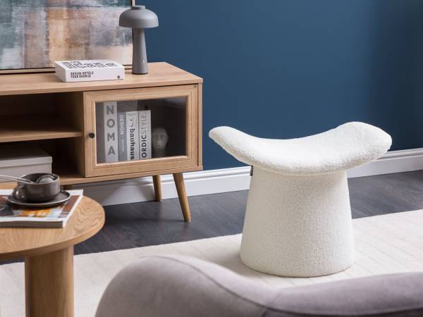 Pouf RIDDLE Weiß - Naturfaser - 57 x 46 x 38 cm