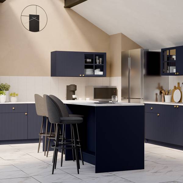 Ilot central CHESTER Bleu - Bois manufacturé - 75 x 93 x 121 cm