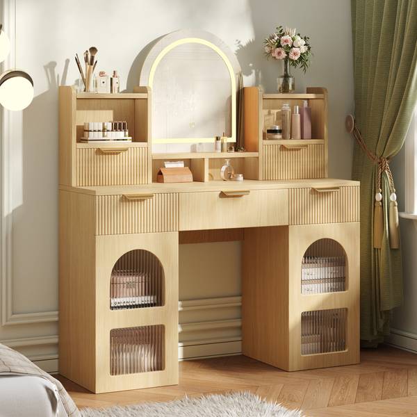 Schminktisch mit Spiegel NaturGLOW Holz
