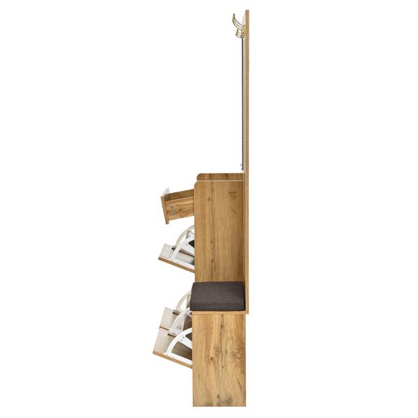 Kompaktgarderobe Coeus Ⅰ Braun - Holzwerkstoff - Glas - Metall - 100 x 180 x 26 cm