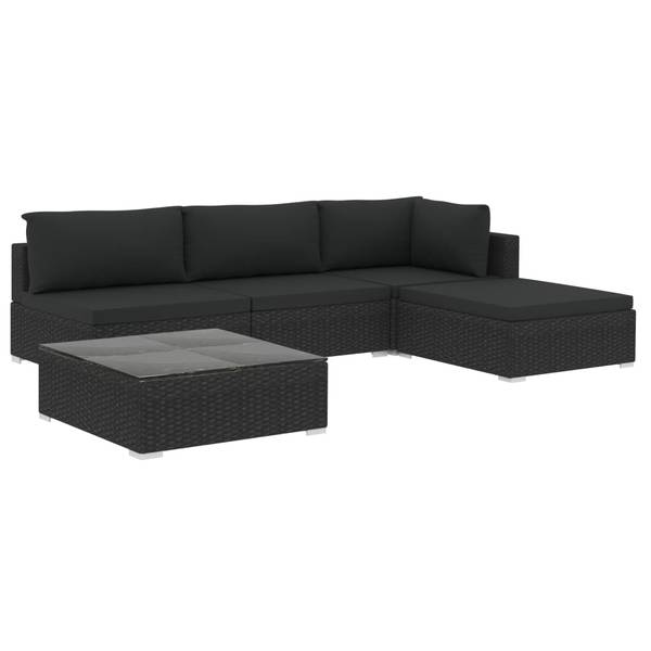 Garten-Lounge-Set 299662 (5-teilig) Schwarz - Polyester - 74 x 26 x 74 cm