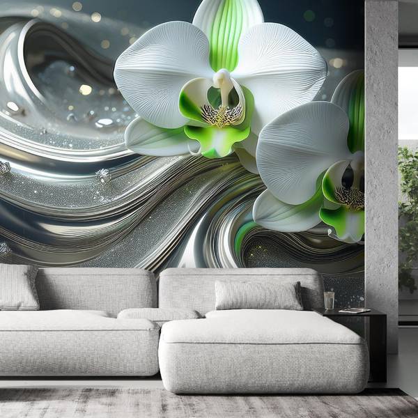Fotobehang bloem abstractie orchidee 100 x 70 cm