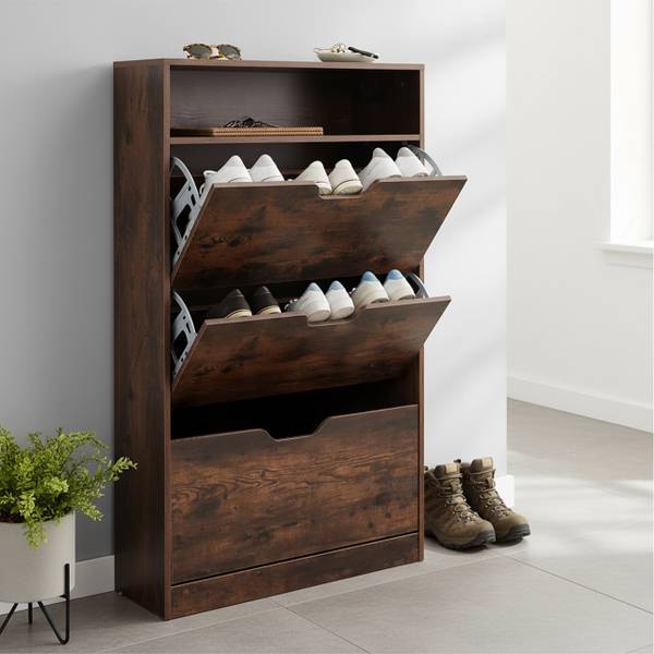 Schuhschrank Kipper mit offenem Fach Anthrazit - Breite: 80 cm