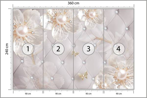 Fotobehang ABSTRACTIE Bloemen Parels 360 x 240 x 240 cm