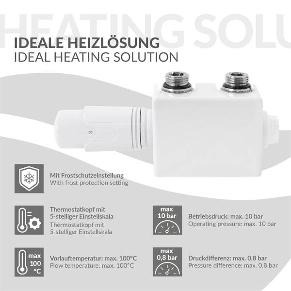 Set vanne thermostatique ONO Blanc - 5 x 7 x 12 cm