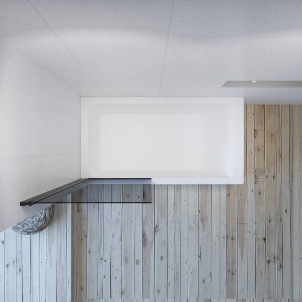 Badewannenaufsatz Schwarz - Glas - 70 x 140 x 0 cm