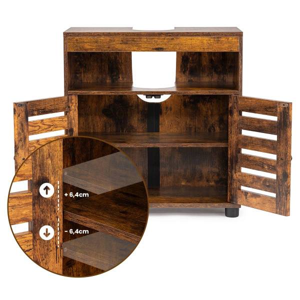 Waschbeckenunterschrank HH-BBK-04BX-CZA Braun - Holzwerkstoff - 60 x 63 x 30 cm
