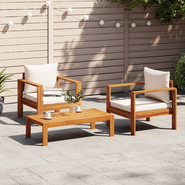 Salon de jardin 3033743-4 (lot de 3) Crème