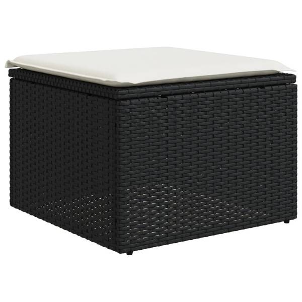 Garten-Lounge-Set 3035027-1 10-teilig Schwarz - Weiß - Polyrattan - 55 x 69 x 62 cm