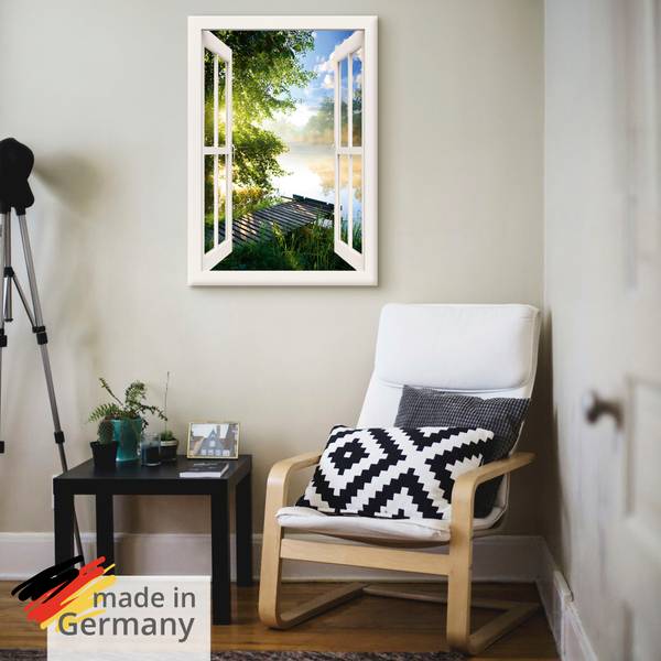 Leinwandbild Fensterblick Angelsteg 50 x 70 cm