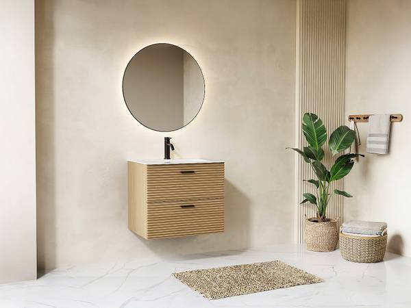 Einzelwaschtisch SARONE Beige - Holz teilmassiv - 60 x 55 x 46 cm