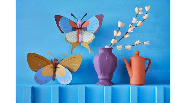 Wandobjekt Leuchtende Flügel Naturfaser - Papier - 9 x 28 x 30 cm