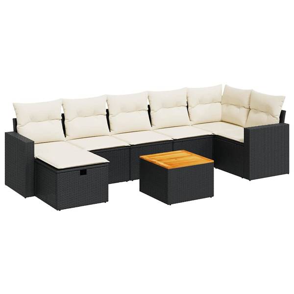Tuin Bankstel 3036504-3 set van 8 zwart - crèmekleurig
