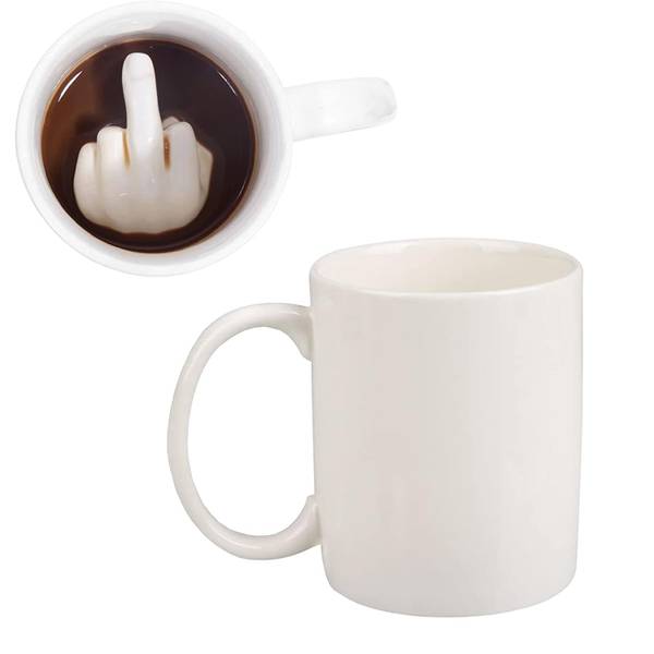 Tasse Up Yours Blanc - Faïence - 9 x 11 x 7 cm