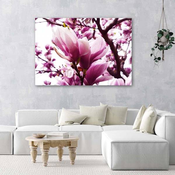 Tableau déco magnolia en fleurs 90 x 60 cm