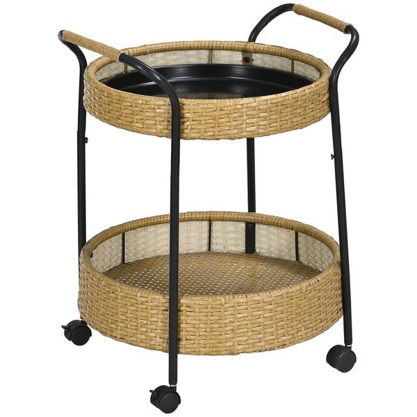 Rattan Serving Cart 867-190V00YL Gelb - Polyrattan - 50 x 66 x 50 cm