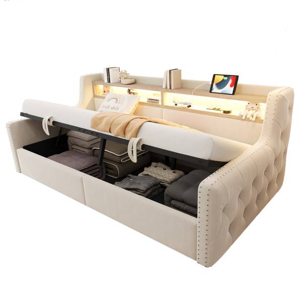 Einzelbett K-1170 Beige