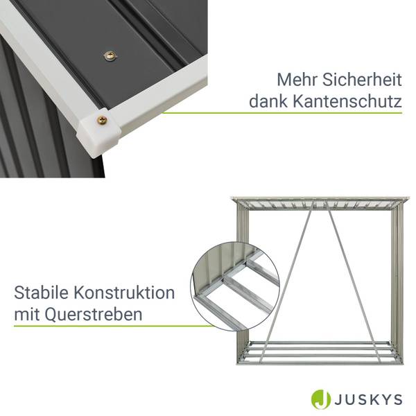 Holzunterstand Enno Grau - Metall - 83 x 154 x 163 cm